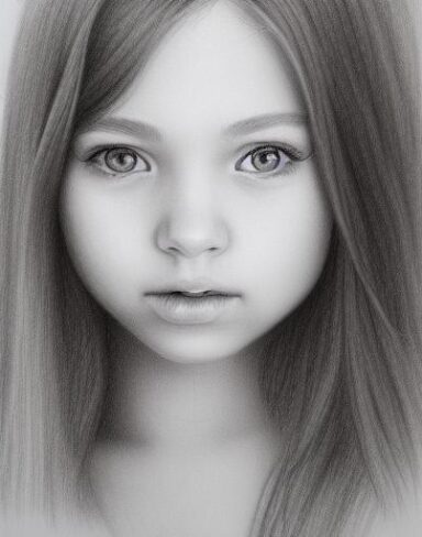 A drawing of a delightful girl