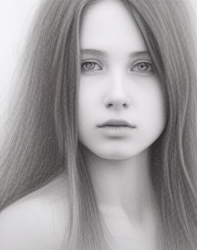 A drawing of a pretty girl with long hair