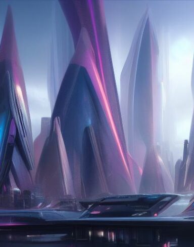 A futuristic city with buildings