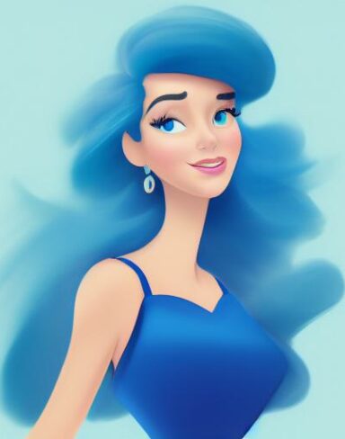 A lady with a blue background