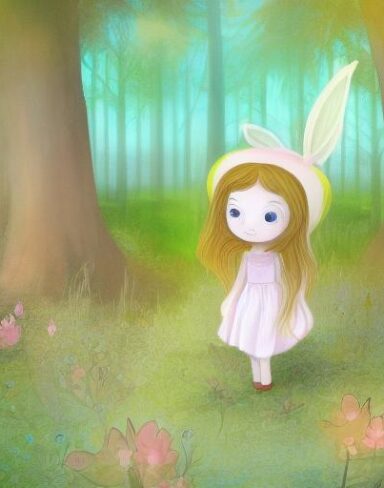 A little girl in a forest