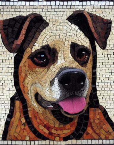 A mosaic of a dog