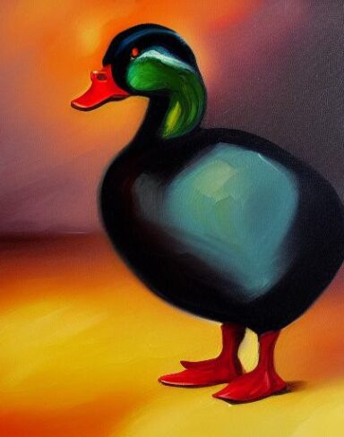 A painting of a duck