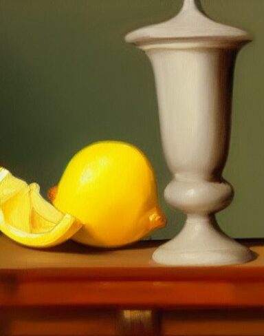 A painting of a lemon cut in half