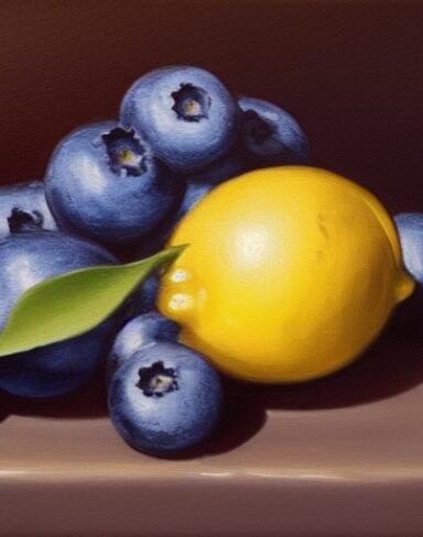 A painting of blueberries