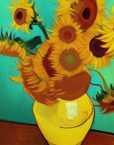 A painting of sunflowers