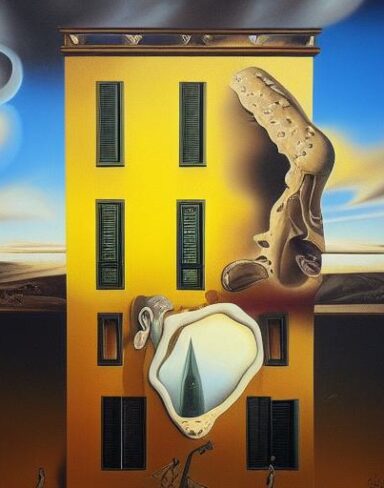 A painting on the side of a building with an eye