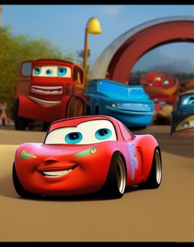 A picture by Pixar characters