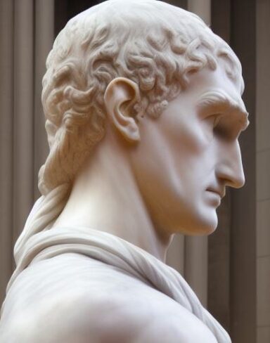 A statue of a sculpture of man