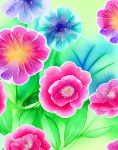 A watercolor drawing of colorful flowers inspired by Esteban Vicente