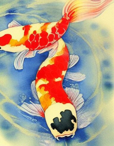 A watercolor painting of a koi fish by Kim Du-ryang