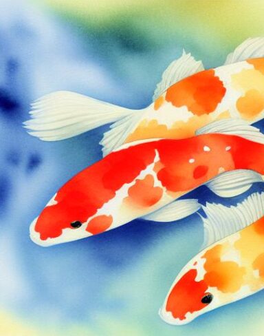 A watercolor painting of the koi fish