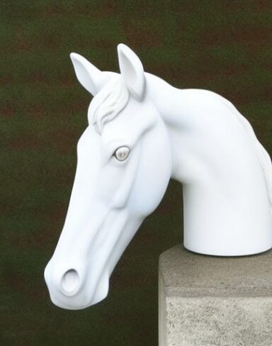 A white horse head sculpture statue