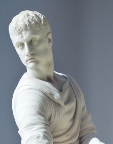 A white statue of a man