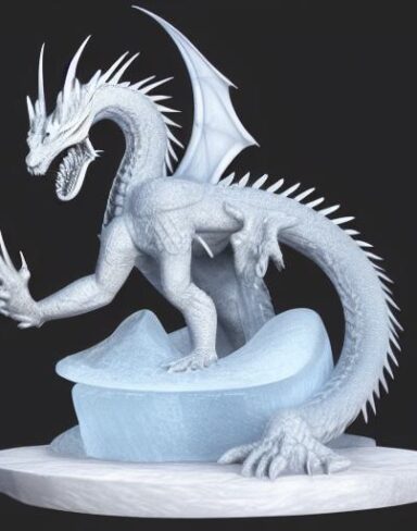 An ice sculpture of a dragon