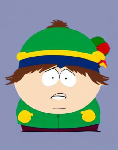 Animated cartoon character of south park
