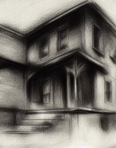 Art charcoal drawing of the house