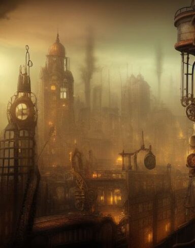 City under steampunk style