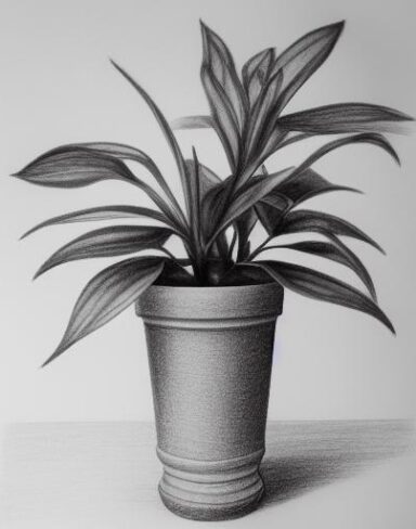 Drawing of a plant in vase