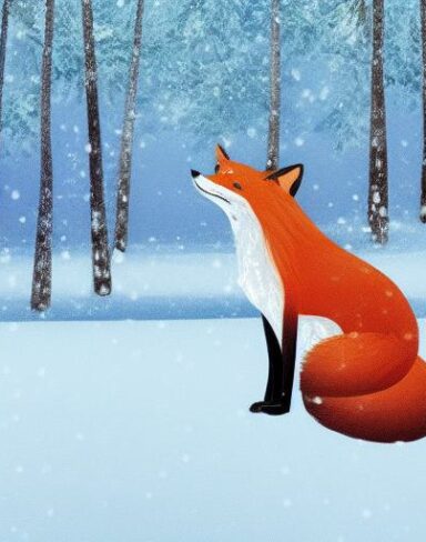 Fox in the snow in the season of winter