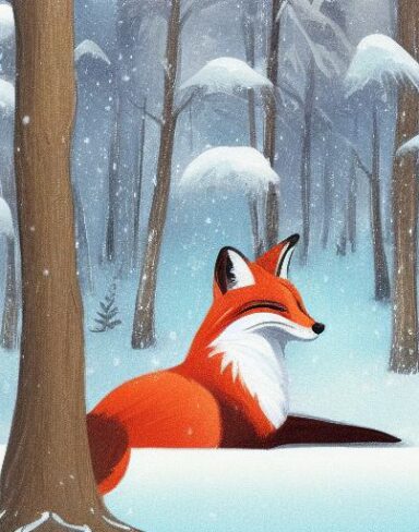 Fox in the snow in the season of winter