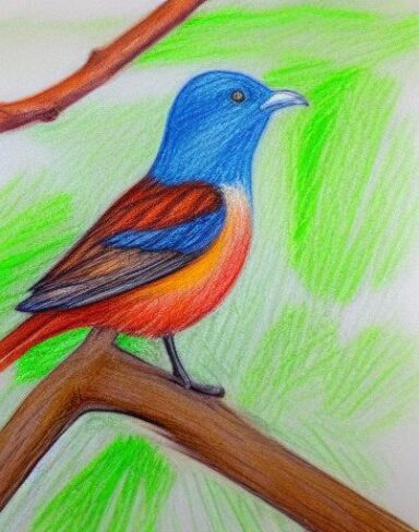 One bird sitting on top of a tree branch