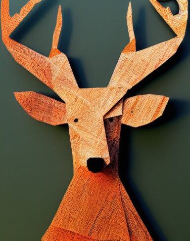 Paper cut of a deer in a forest