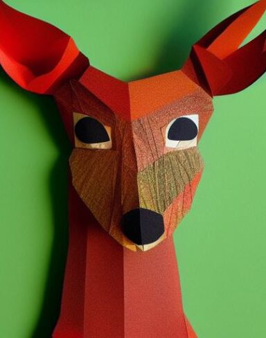 Paper cut of one deer in the forest