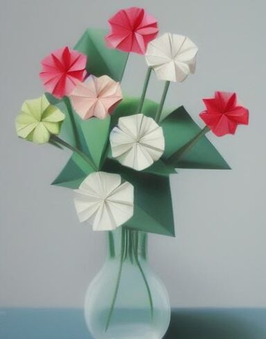 Paper flowers in a vase