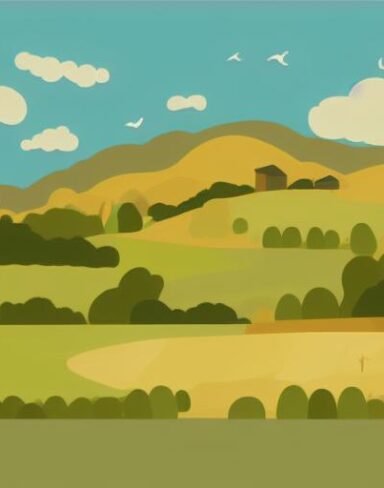 Rural landscape with different hills