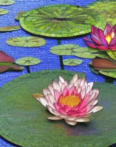 Some flowers in a mosaic