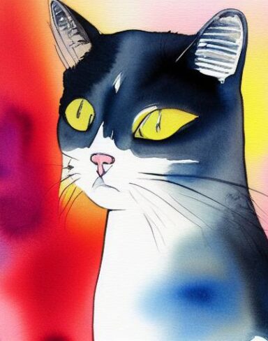 Watercolor painting of the cat