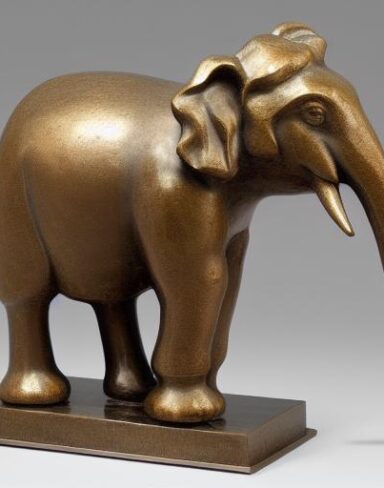 A bronze elephant statue