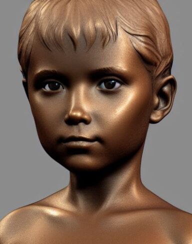 A bronze sculpture of girl