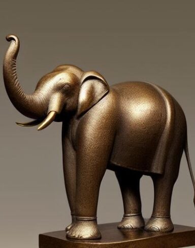 A bronze statue of an elephant