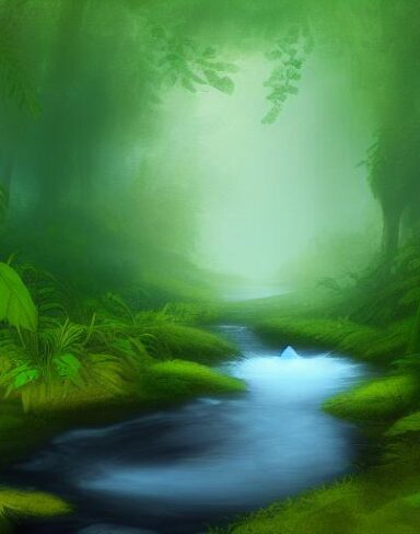 A curve stream running through a forest