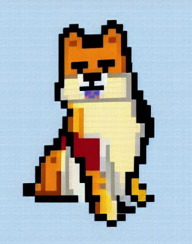 A dog sitting with blue background