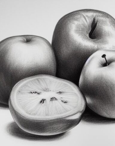 A drawing of a fruits