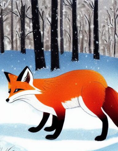 A fox in the snow