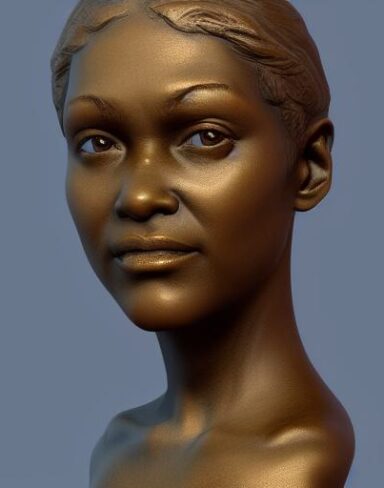 A girl bronze bust sculpture