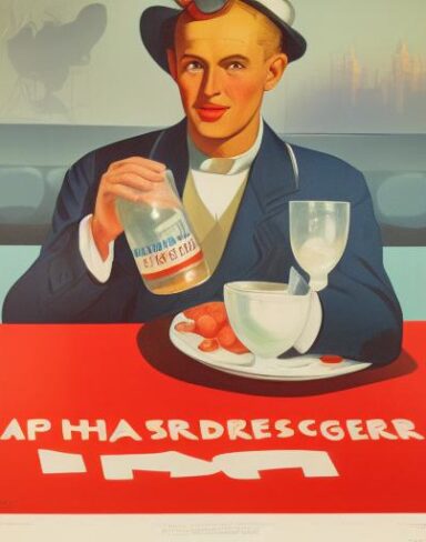 A man holding a cup of water in front of a plate of dessert