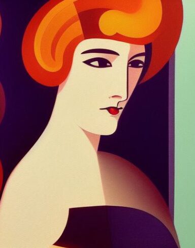 A painting of one woman