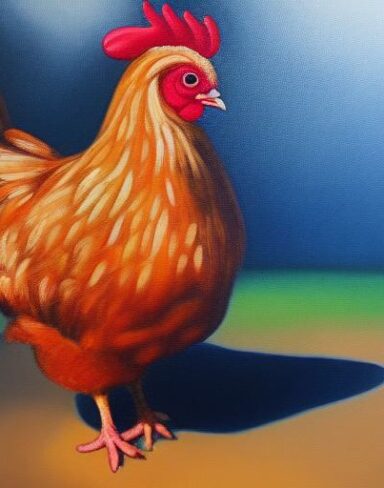 A painting of the hen