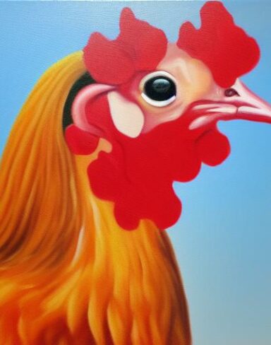 A painting of the hen animal