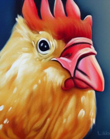 A painting of the hen animal