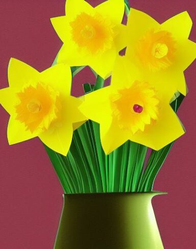 A paper daffodils in one pot