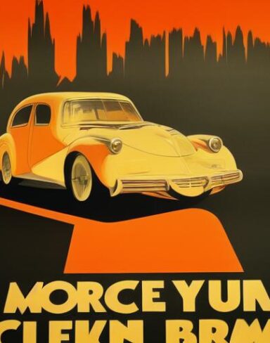 A vintage poster advertising a vehicle
