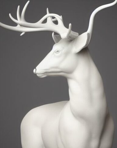 A white statue of deer