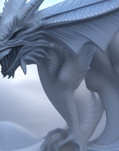 An ice sculpture of a dragon