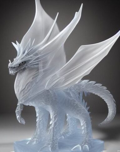 An ice sculpture of a ice dragon